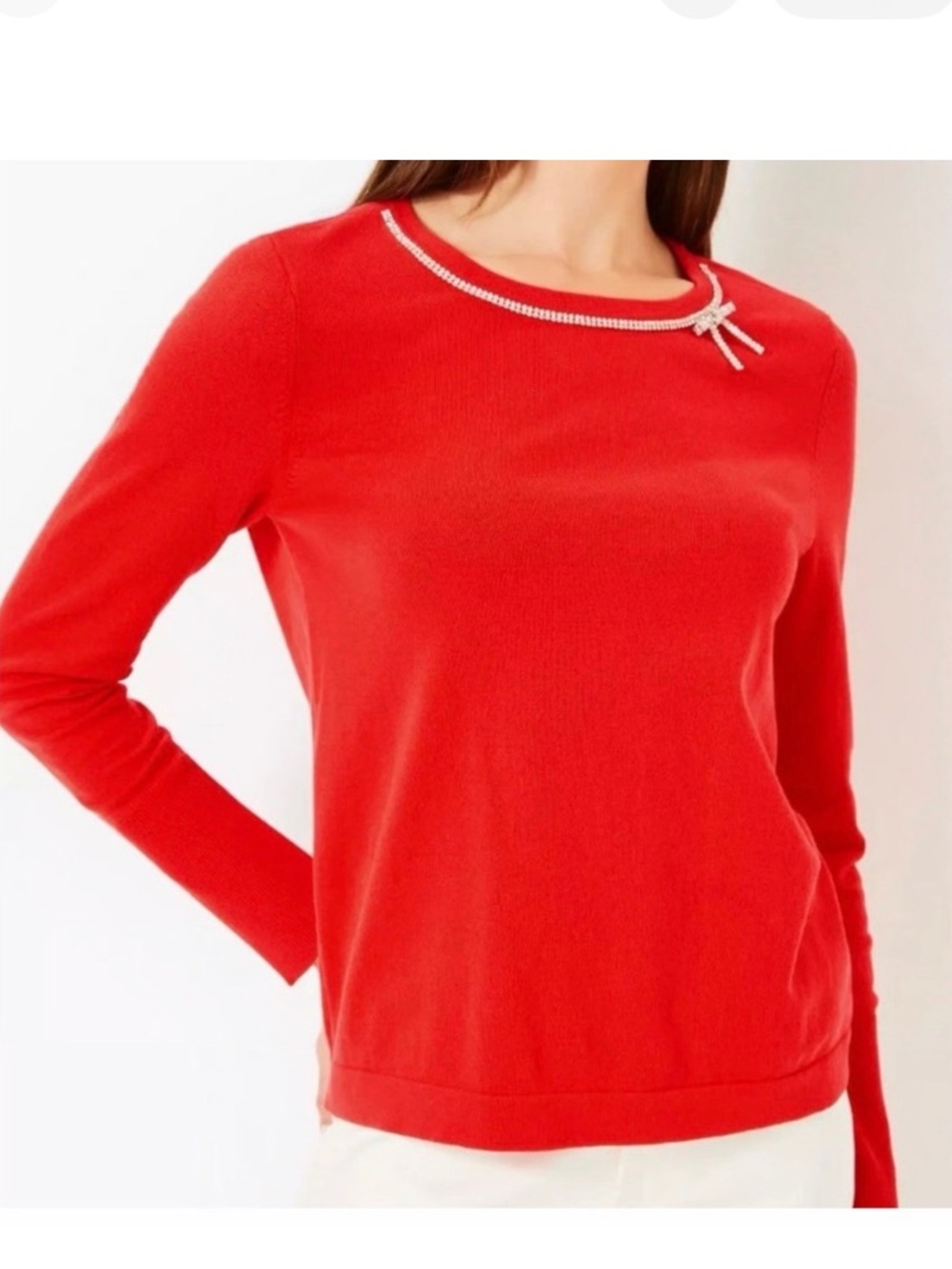Lilly Pulitzer Red Morgen Bow Sweater L
